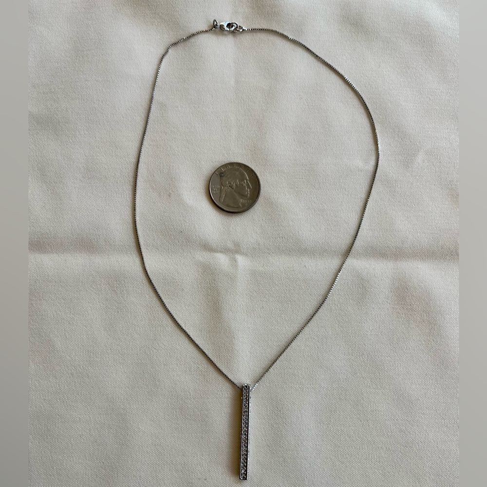 Bar Pendant Necklace - Silver plated chain - Picture 15 of 16